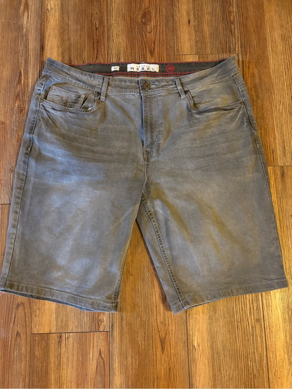 rebels Men’s Washed Gray Denim Shorts